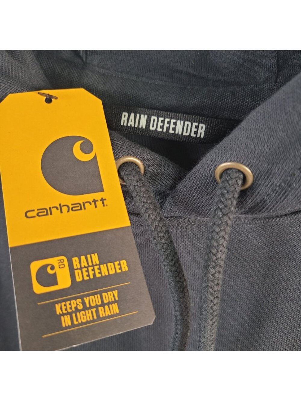NEW Carhartt Rain Defender Loose Fit Heavyweight Hoodie Sweatshirt Black M - Picture 2 of 5
